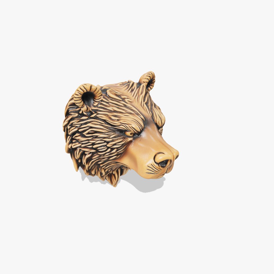 Enigmatic Bear Head Door Knocker Bronze model pack